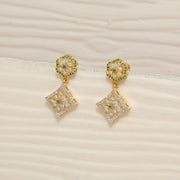 Trendy Silver Floral CZ Earrings