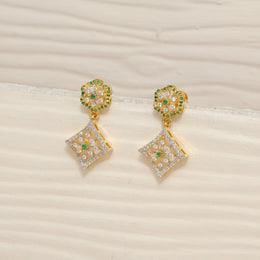 Trendy Silver Floral CZ Earrings