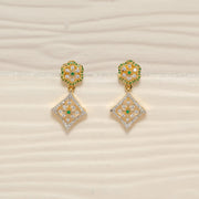 Trendy Silver Floral CZ Earrings