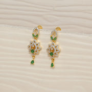 Stylish Silver CZ Earrings in Floral Design