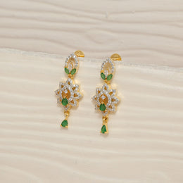 Stylish Silver CZ Earrings in Floral Design