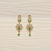 Stylish Silver CZ Earrings in Floral Design