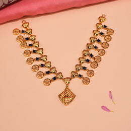 Trendy Party Wear Silver Necklace with Stones and Floral Design