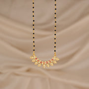 Single Layer Silver Black Beads with Crescent Pendant