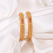 Ruby Glow Designer Silver Bangles
