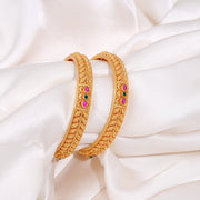 Ruby Glow Designer Silver Bangles