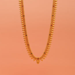 Traditional Silver Haaram with Mini Leaf Detailing