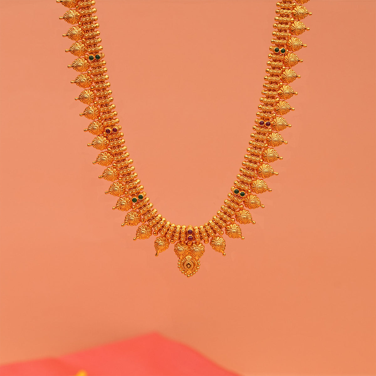 Traditional Silver Haaram with Mini Leaf Detailing – Padmam