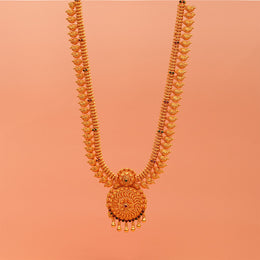 Temple Silver Paisley Haaram with Floral Pendant