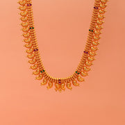 Temple Silver Paisley Haaram with Green and Pink Stones