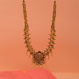 Antique Silver Ram Parivar Haaram with Conch Detailing