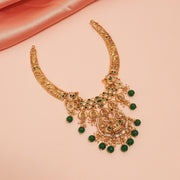 Silver Kante Necklace with Lakshmi Kasu Design and Stone Beads