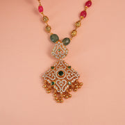 Floral Stone-Studded Silver Pendant