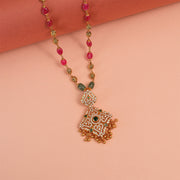 Floral Stone-Studded Silver Pendant