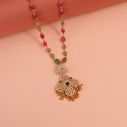 Floral Stone-Studded Silver Pendant