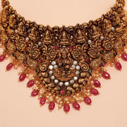 Antique Silver Lakshmi Devi Choker with Kundans