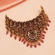 Antique Silver Lakshmi Devi Choker with Kundans
