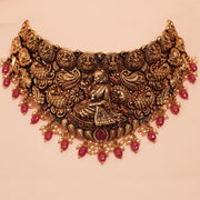 Antique Silver Necklace with Lakshmi Devi Design