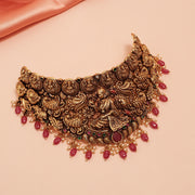 Antique Silver Necklace with Lakshmi Devi Design