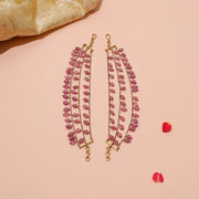 Silver Champaswaralu with Pink Stone Drops