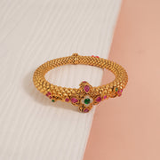 Heavy Silver Kada Bangle with Kundans