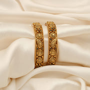 Antique Finish Silver Bangles with Lakshmi Motifs