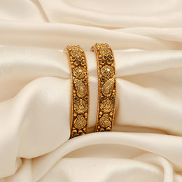 Antique Finish Silver Bangles with Lakshmi Motifs