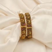 Silver Bangles with Antique Finish and Lakshmi Motifs