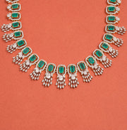 Dazzling Silver Necklace with Moissanite and CZ Stones