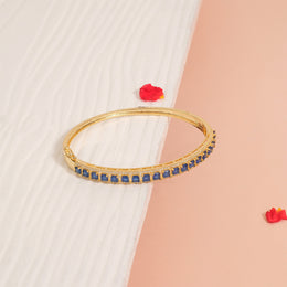 Silver Kada with Blue Moissanite Stones