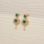 Trendy Silver CZ Earrings with Pearl Drop
