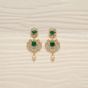 Trendy Silver CZ Earrings with Pearl Drop