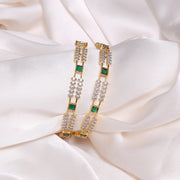 Elegant Silver Bangles with CZs & Cubic Emeralds