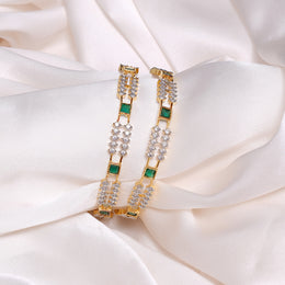 Elegant Silver Bangles with CZs & Cubic Emeralds