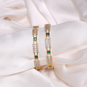 Elegant Silver Bangles with CZs & Cubic Emeralds