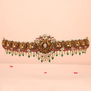 Heritage Style Silver Vaddanam with Intricate Nakshi Work & Kundan Detailing