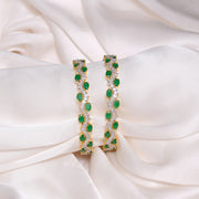 Trendy CZ & Emerald Silver Bangles