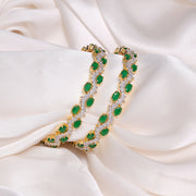Trendy CZ & Emerald Silver Bangles