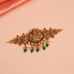 Divine Silver Lakshmi Devi Baajubandh with Stone Beads