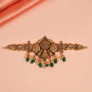 Kalasam Design Silver Baajubandh with Floral Detail and Stones