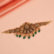 Antique Silver Baajubandh cum Choker with Floral and Leaf Design