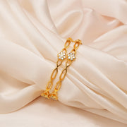 Contemporary Silver Bangles with Floral Design