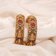 Silver Lakshmi Devi Bangles with Coloured Kundans