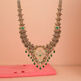 Antique Long Silver Haaram with Divine Lakshmi Devi Detailing