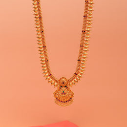 Temple Silver Kalash Design Haaram with Leaf Pendant