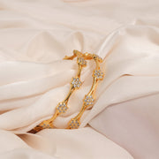 Silver Floral Bangles with CZ Stones