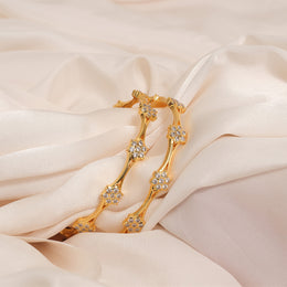 Silver Floral Bangles with CZ Stones