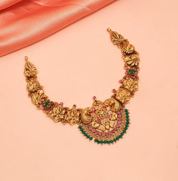 Floral and Paisley Design Silver Necklace