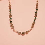 Traditional Green Stones & Nakshi Beads Silver Mala