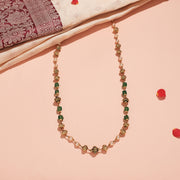 Traditional Green Stones & Nakshi Beads Silver Mala